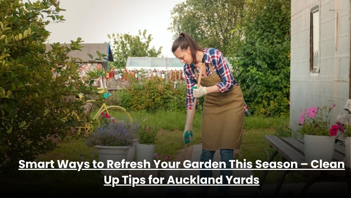 Backyard in Auckland with trimmed grass, clean garden beds, and refreshed outdoor space