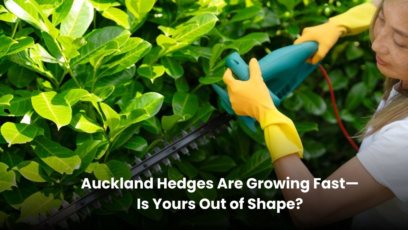 Overgrown hedge in an Auckland backyard needing trimming