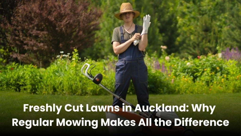 Freshly cut lawn in Auckland with neat, green grass after mowing service.