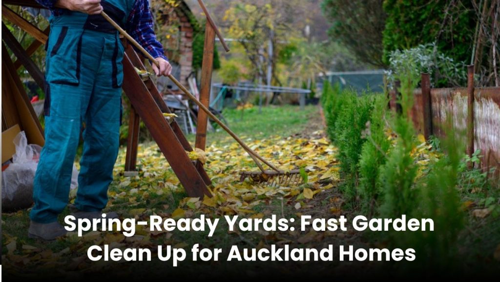 Lawn Masters team doing fast garden clean up for Auckland homes in spring