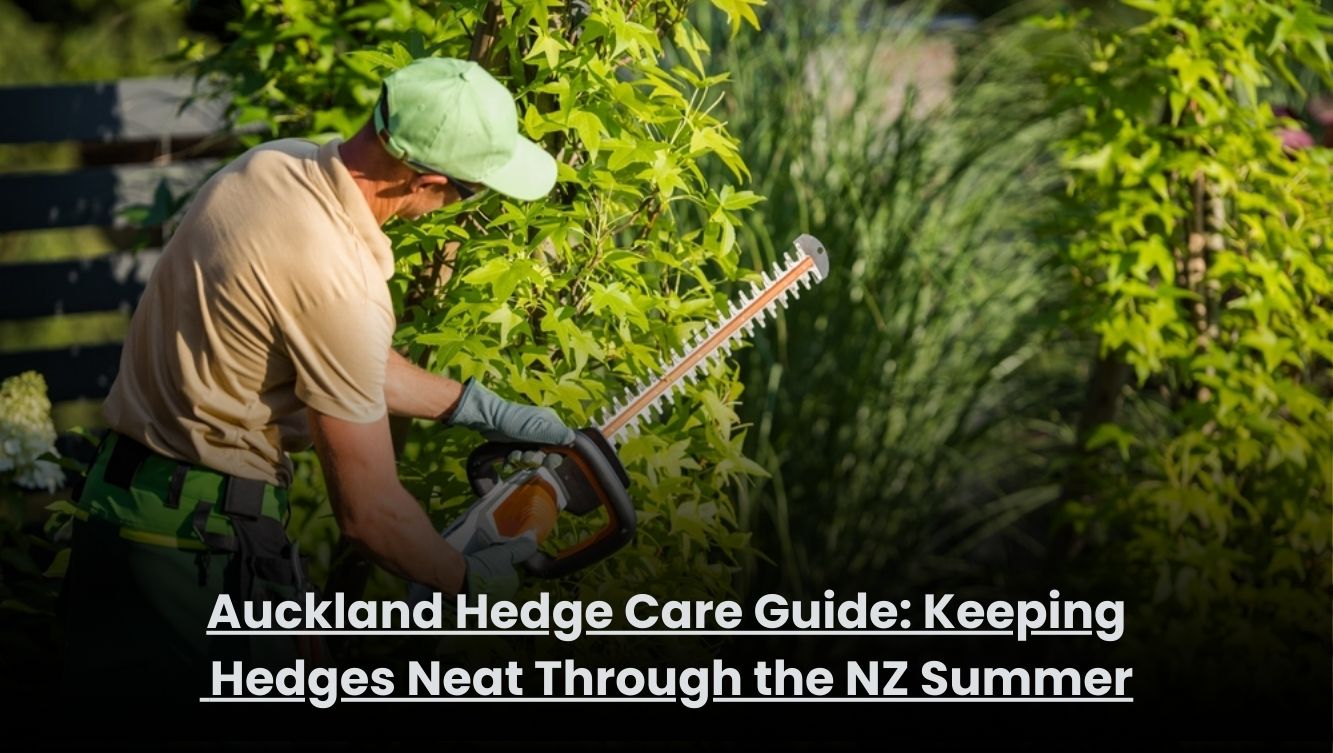 Neatly trimmed garden hedges in an Auckland home during the NZ summer