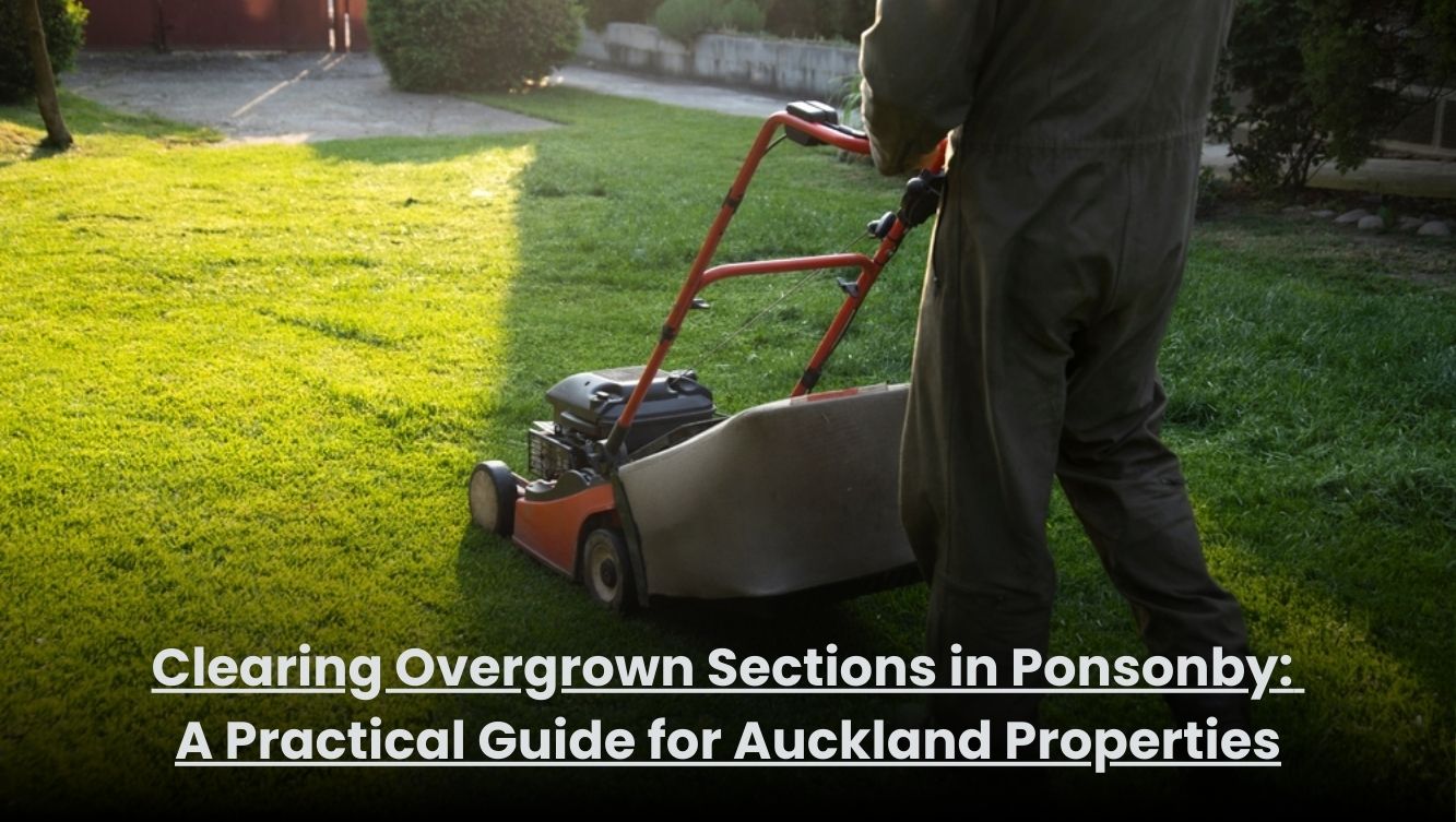 Clearing overgrown garden section in Ponsonby Auckland property