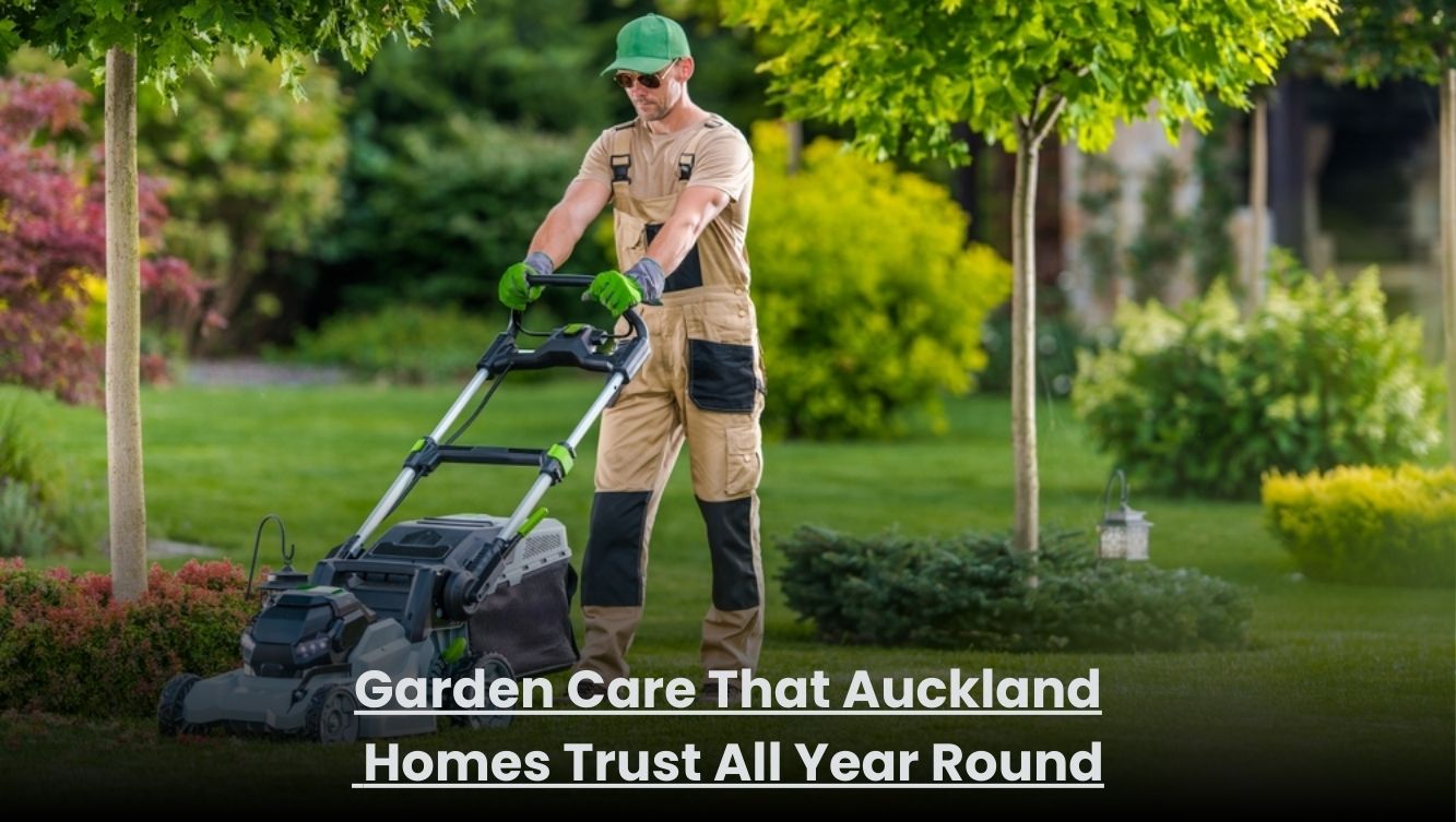 Professional garden care service maintaining a tidy residential garden in Auckland