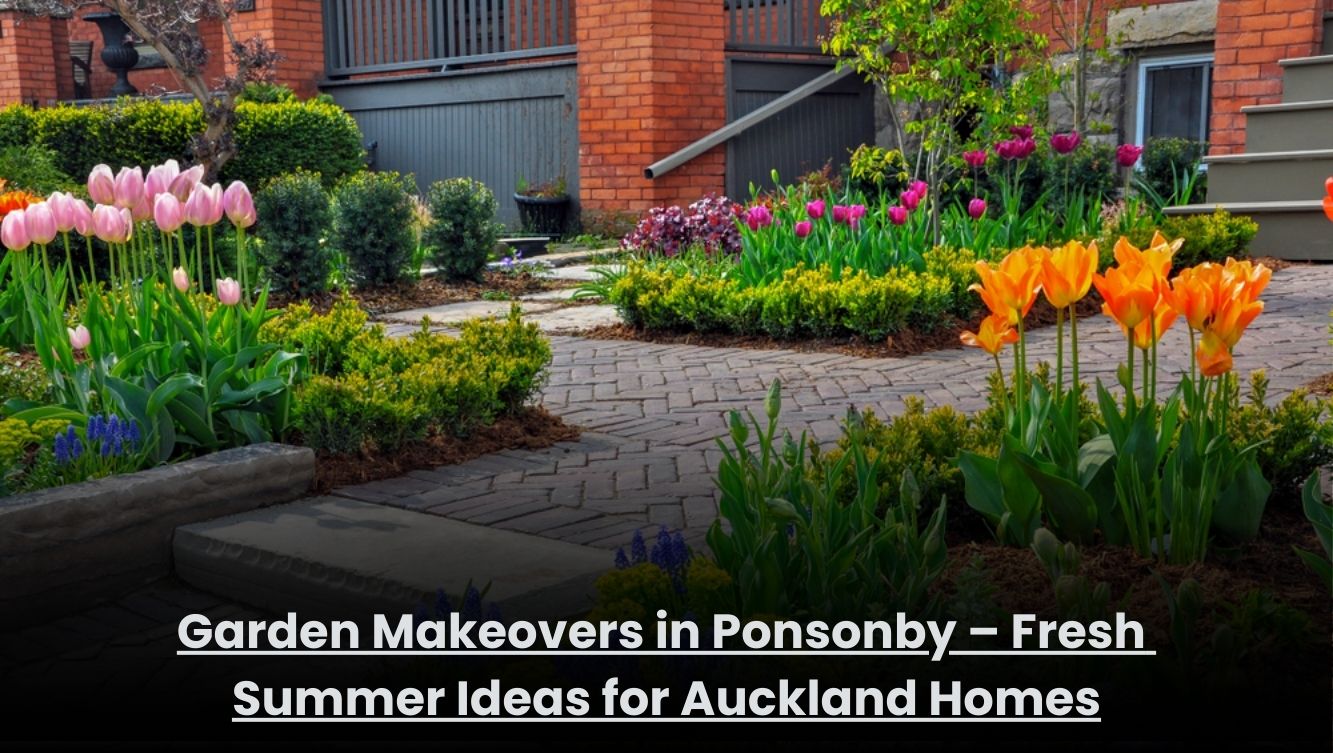 Garden makeover in Ponsonby with fresh lawn, summer plants, and clean garden edges