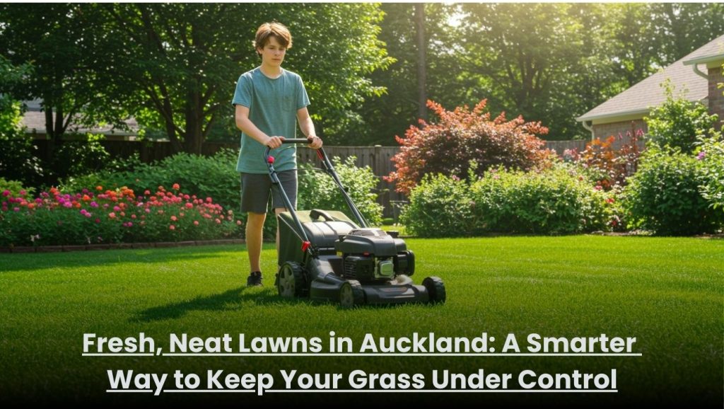 Fresh neatly cut green lawn at an Auckland home