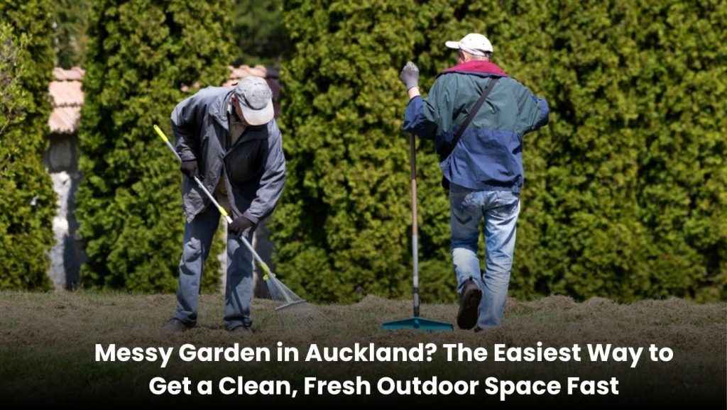 Garden cleaning service transforming a messy Auckland yard into a clean and fresh outdoor space