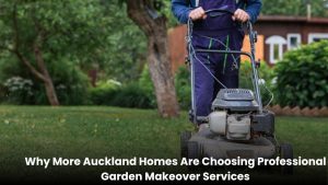 Beautiful modern garden makeover at an Auckland home with green lawn and landscaping