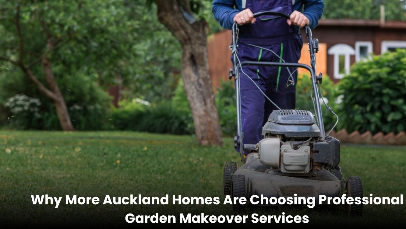 Beautiful modern garden makeover at an Auckland home with green lawn and landscaping