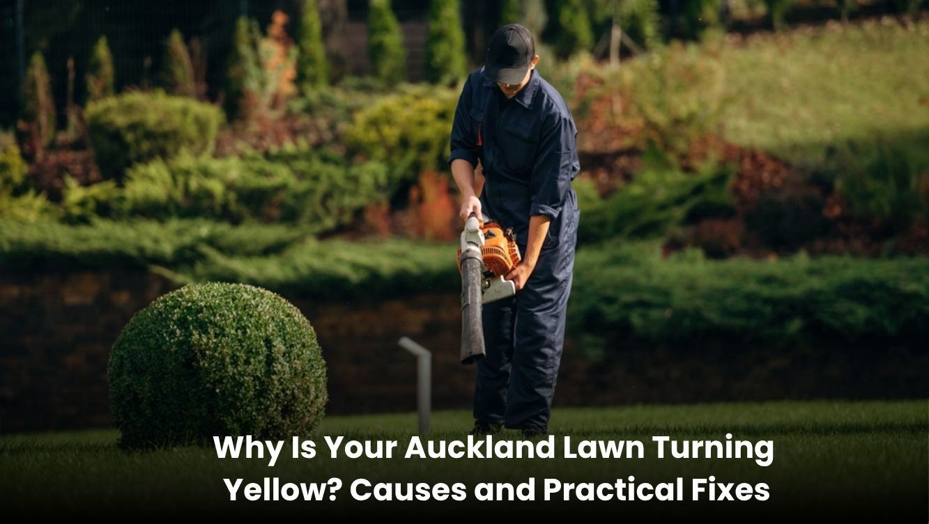Yellow lawn grass in Auckland with dry and discoloured patches